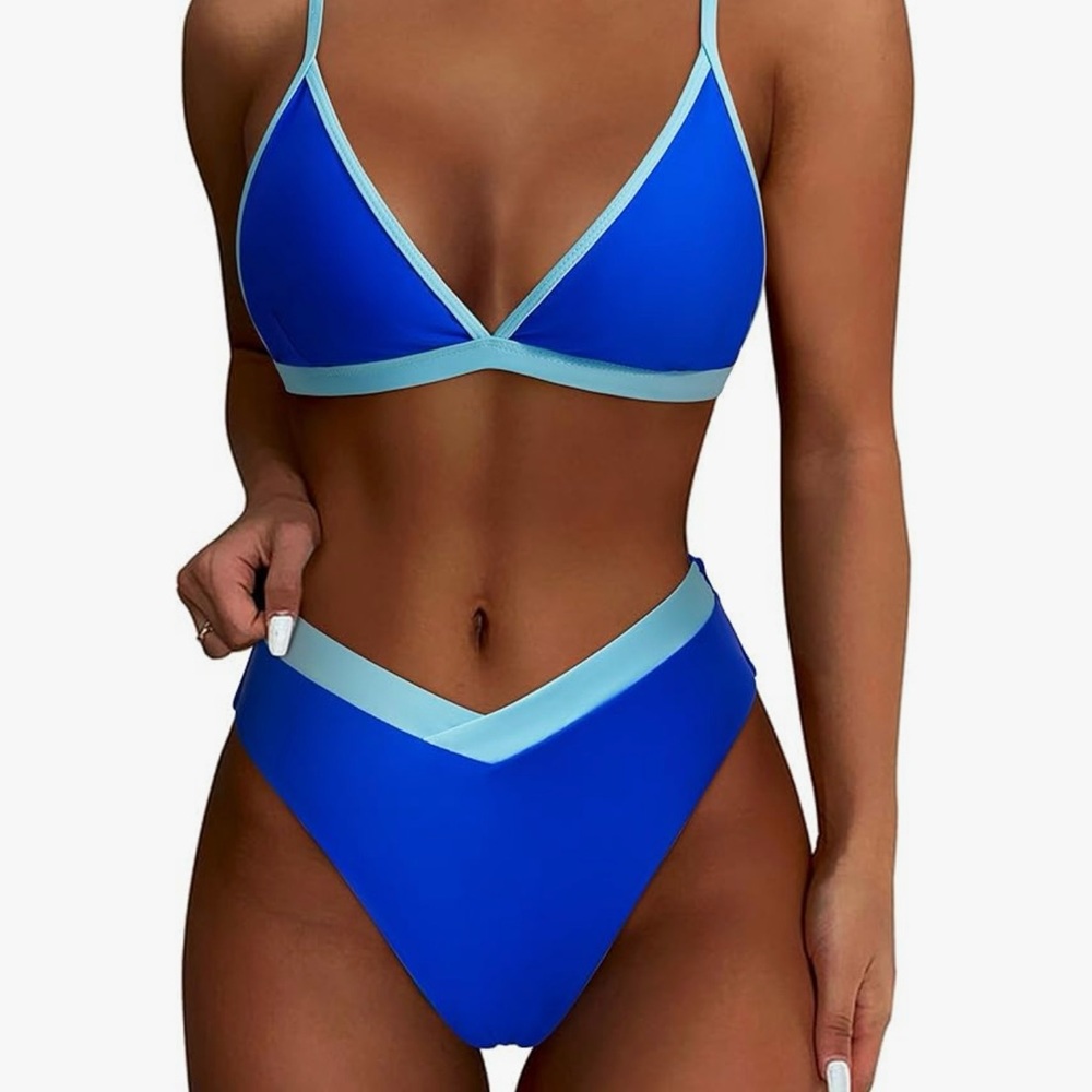 Blue and Light Blue Women's Bikini Set